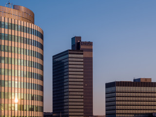 Naklejka premium Zdjęcie z lotu ptaka drona miasta Manchester