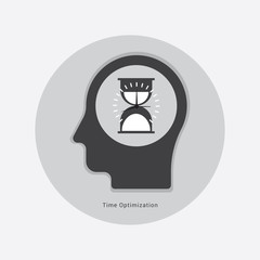 Time optimization icon concept with human head