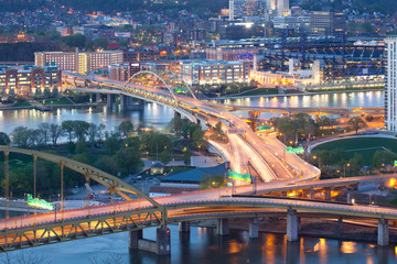 Fototapeta na wymiar Bridges over the Monongahela River and Allegheny River, Pittsburgh, Pennsylvania, USA