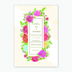 beautiful wedding invitation  card with floral design vektor