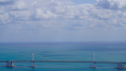bridge and bay under the blue sky