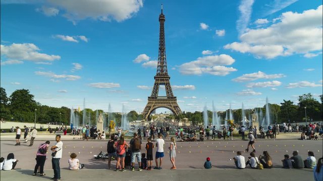 France, Paris, Timelapse View of Eiffel tower from Trocadero