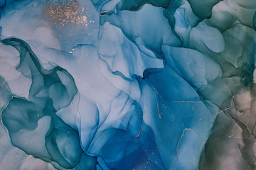 Naklejka premium Fluid Art . Abstract colorful background, wallpaper. Mixing acrylic paints. Modern art. Marble texture. Alcohol ink colors translucent