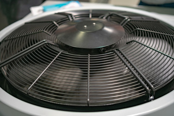 industrial fan with grill fragment, ventilation equipment, heating, air conditioning, climate control