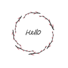 Floral Frame. Cute retro flowers arranged un a shape of the wreath