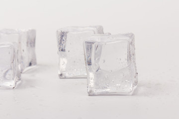 ice cubes in close-up on gray background