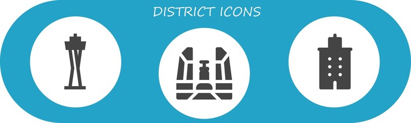 Modern Simple Set of district Vector filled Icons