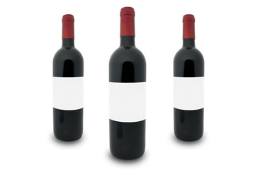 mockup of 3 identical bottles of Tuscan red wine