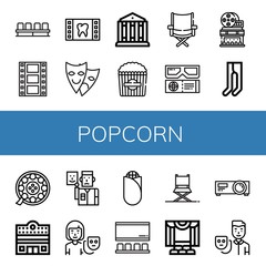 Set of popcorn icons