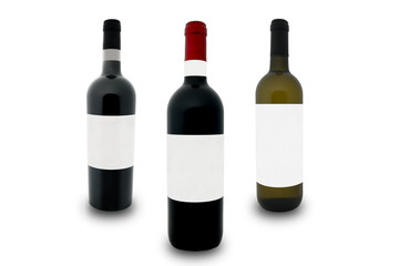 mockup of 3 bottles of tuscan red wine, italy