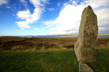 Brodgar - Orkney (Scotland), UK - August 06, 2018: Ring of standing stones at Brodgar, Orkney, Scotland, Highlands, United Kingdom