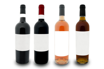 mockup of 4 bottles of tuscan red wine, italy