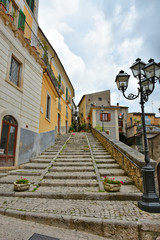 Pacentro, Italy. A narrow street between the old houses of a medieval village
