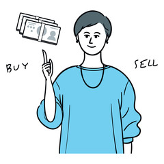 女性のイラスト　資産運用