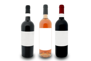 mockup of three bottles of red wine from chianti, italy
