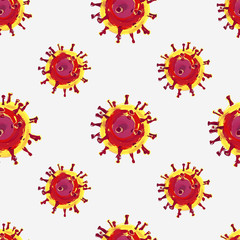 Vector coronavirus logo or COVID-19 seamless repeating pattern background, illustration virus coronavirus 2019-nCoV