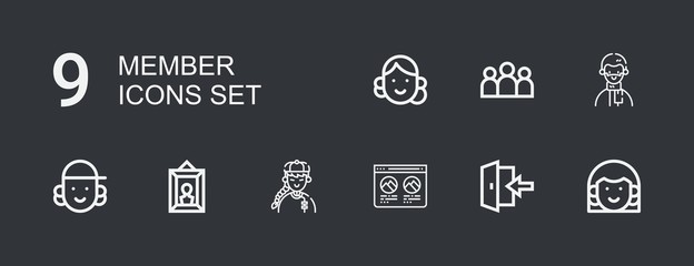 Editable 9 member icons for web and mobile