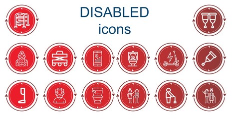 Editable 14 disabled icons for web and mobile