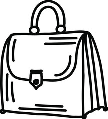 Briefcase isolated on a white background in the Doodle style. Business Doodle. Vector illustration in the Doodle style.