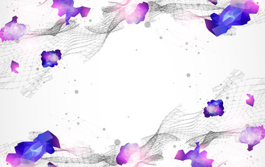 Abstract plexus vector background. Glowing particles dynamic flow.