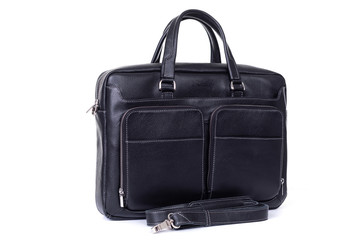 leather men's briefcase on a white background