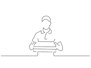 Dealer isolated line drawing, illustration design. Food collection.