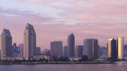 San Diego, California skyline viewed at dusk