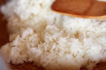 Cooked sticky rice food in thai style