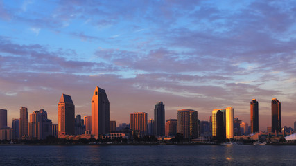 San Diego, California cityscape seen at twilight