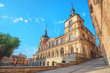 Toledo, Spain. City Hall, Ayuntamiento de Toledo, Plaza del Ayuntamiento - obrazy, fototapety, plakaty