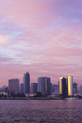 Obraz premium Vertical of San Diego, California city center seen at sunset