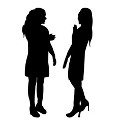 vector, isolated, black silhouette of a girl standing talking