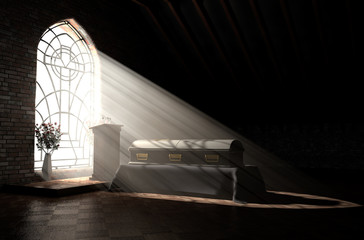 Church Interior Light & Funeral - obrazy, fototapety, plakaty