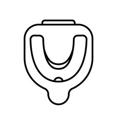 Mouthguard in box. Linear icon of storage container. Black simple illustration of protect teeth, anti snoring. Contour isolated vector image on white background