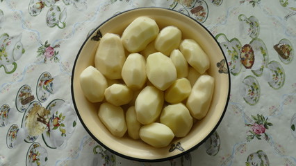 Potatoes peeled for frying