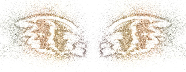 Abstract wings of gold glitter on white background - interesting and beautiful element for your design