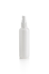 white bottle spray on isolated white background