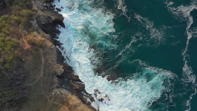 Punta Cometa coastline and Mazunte beach in Oaxaca Mexico Aerial drone view forward. Second part.
