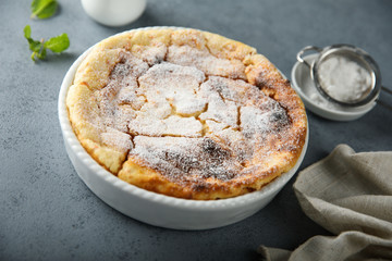 Homemade citrus souffle dessert or pie