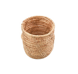 Basket wicker on isolated white background.