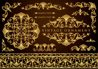 vintage ornament set. floral borders and frames.