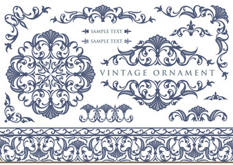 vintage ornament set. floral borders and frames.