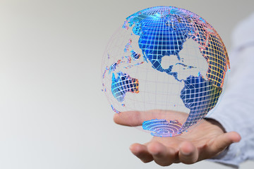 Human Hand Holding The World In Hands.