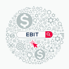  EBIT mean (earnings before interest and taxes) Word written in search bar ,Vector illustration.