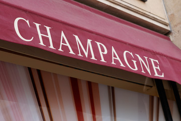 Obraz premium champagne cave sign letters wine bar showcase outdoor Cafe