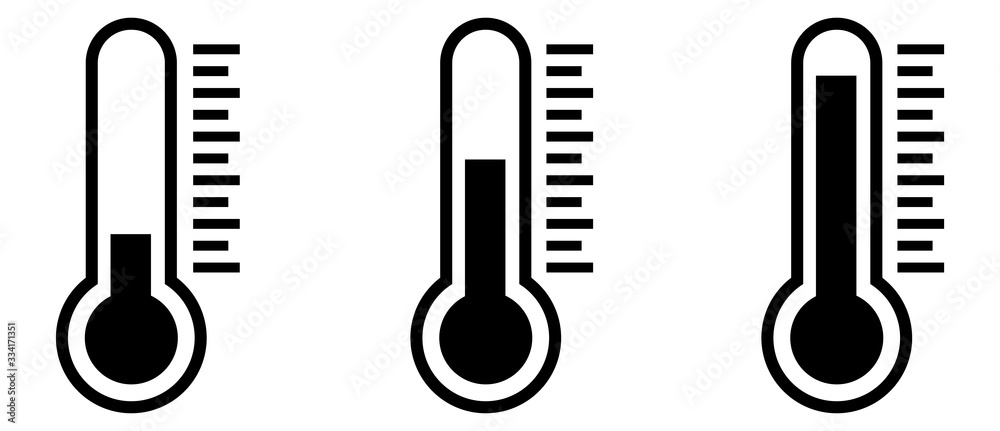 Wall mural temperature symbol set .three vector thermometer showing the temperature . thermometer icon.