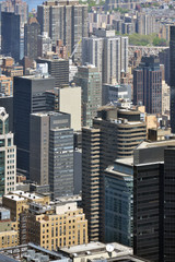 Fototapeta premium Amazing view of skyscrapers of New York City from birds flight. United States of America