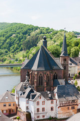 Saarburg, Saar, Fluss, Stadt, Altstadt, Laurentiuskirche, Leukmündung, Leuckbach, Weinstadt,...