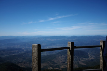 Asian Mountines with blue sky panoramic view.