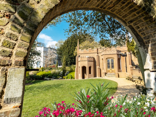 Dome brick architecture inside public park in Gunnersbury in spring season in London, England